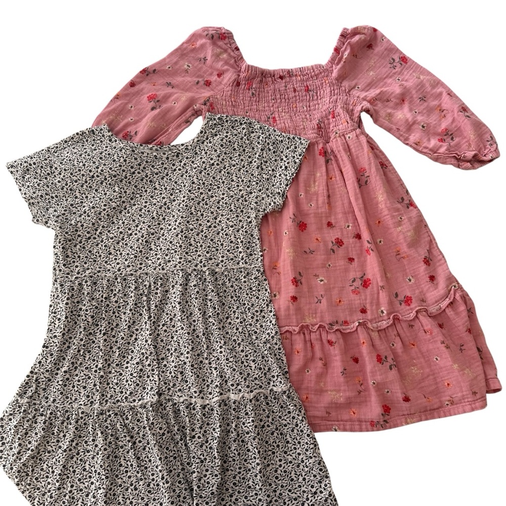 2 Girls’ Floral Dresses Both Sz 18 XXL 100% Cotton, Cottage Core Prairie Western